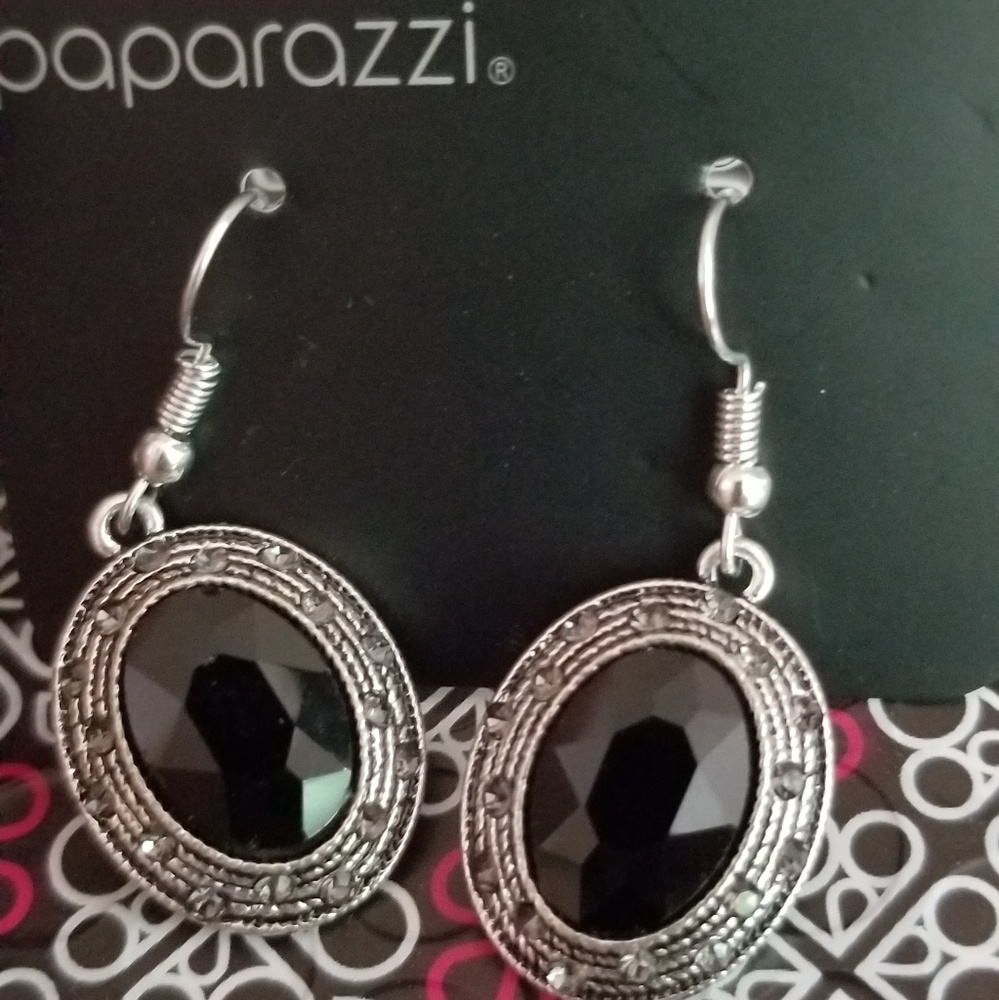 Black stone earrings